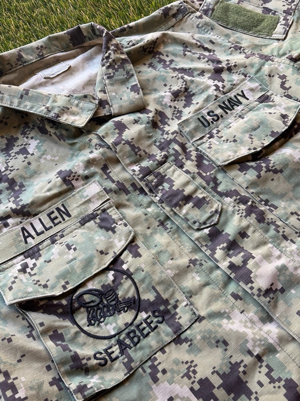 US Navy Seabees Digital Camouflage Utility Shirt - Green/Brown